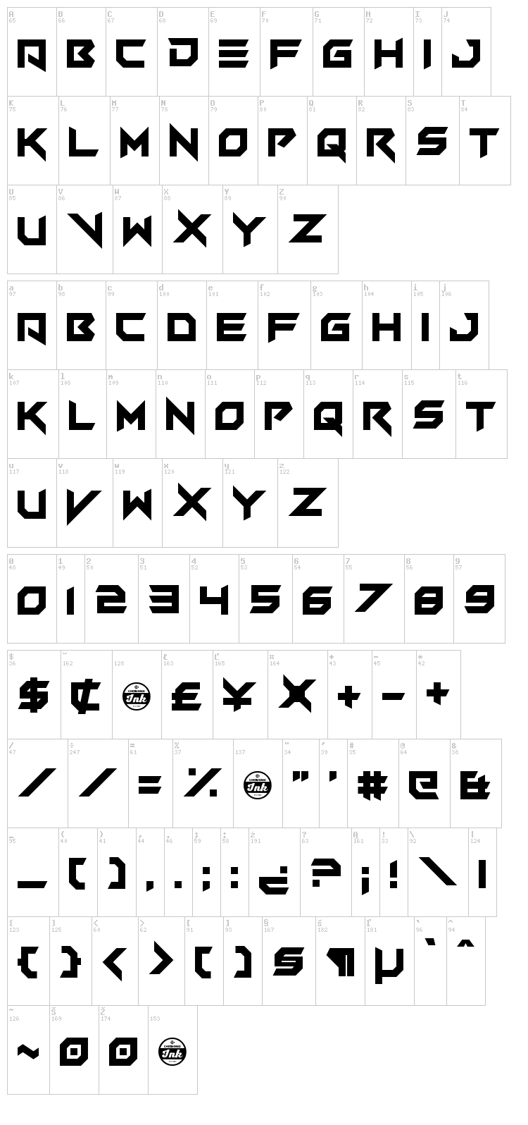 Vermin Vibes V font map